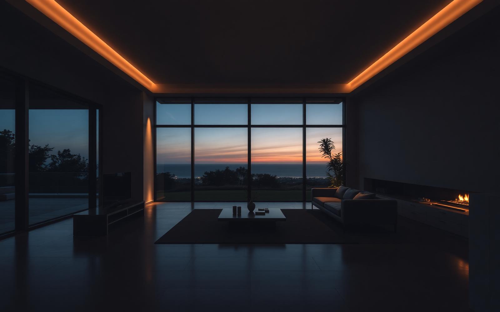 Interior architecture at dusk